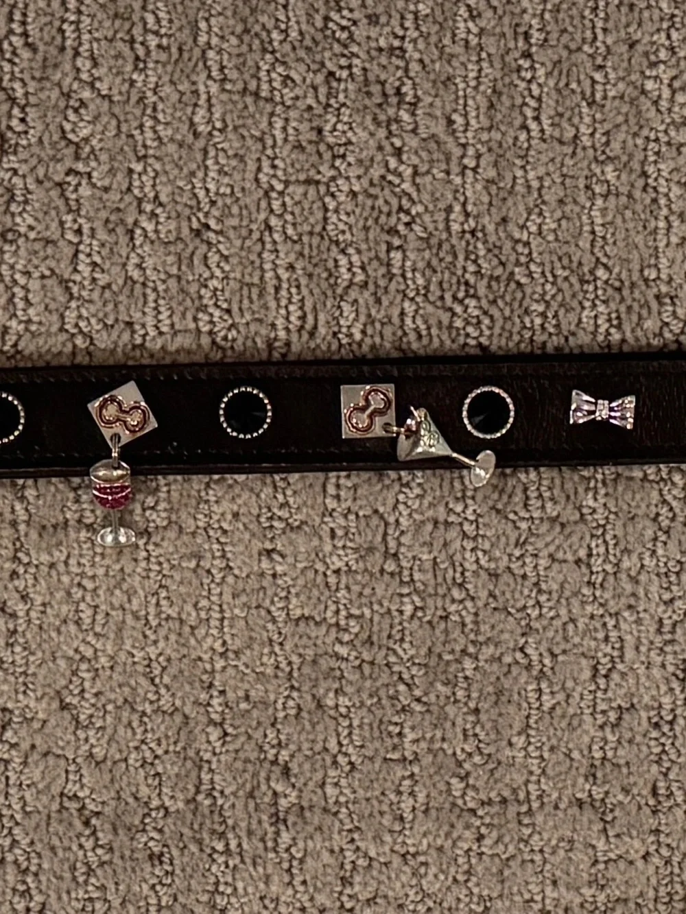 Concha Wine & Martini Studded Black Dog Collar